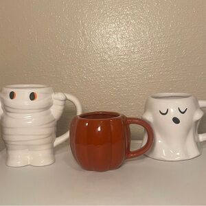 Ghost Mug, Mummy Mug, And Pumpkin Mug 3pc Fall Halloween Ceramic Mug Bundle /Set